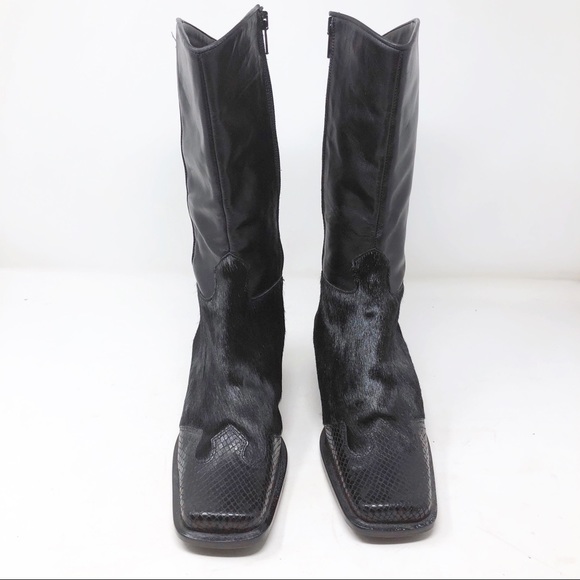 New Aquatalia Leather Calf Hair Snakeskin Boots - Picture 6 of 10